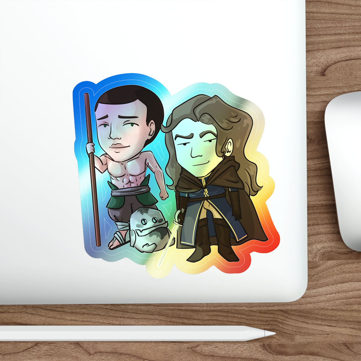 Cello, Eddie, and Little Izzy Holographic Sticker (Chibi-Style)