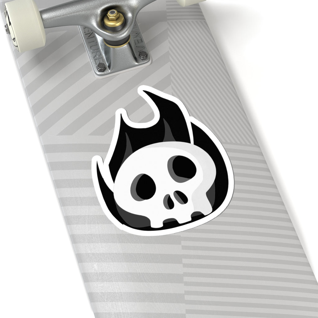 Black Fire Flaming Skull Sticker