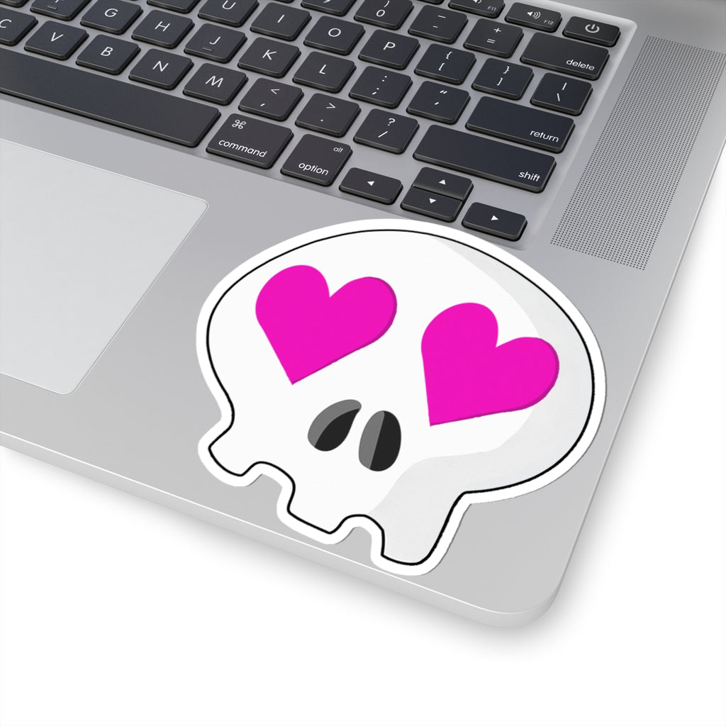 Heart-Eyes Skull Sticker (Pink)