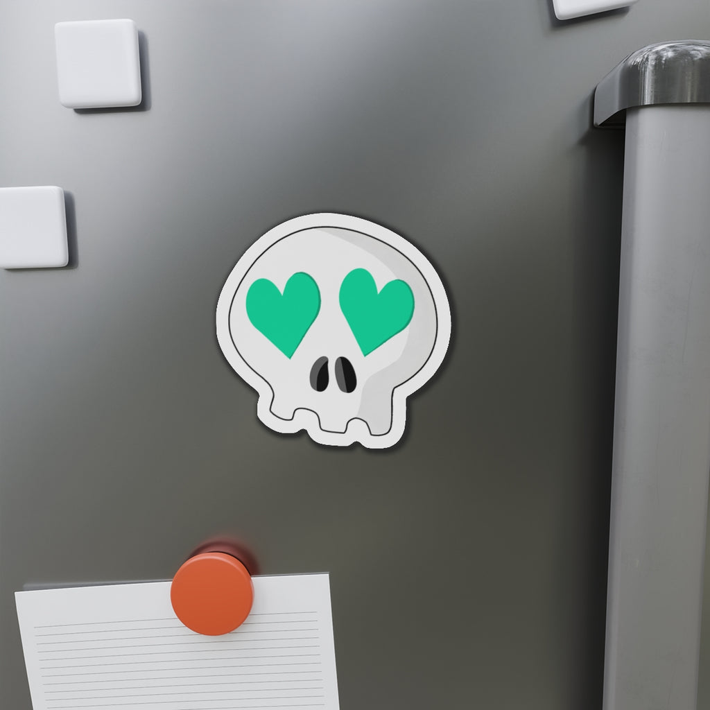 Heart-Eyes Skull Magnet (Teal)
