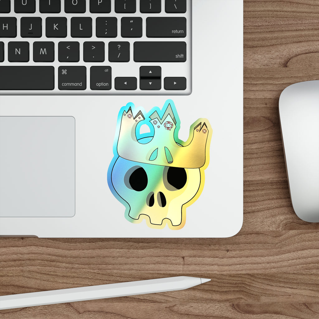 King & Queen Crown Skull Holographic Sticker