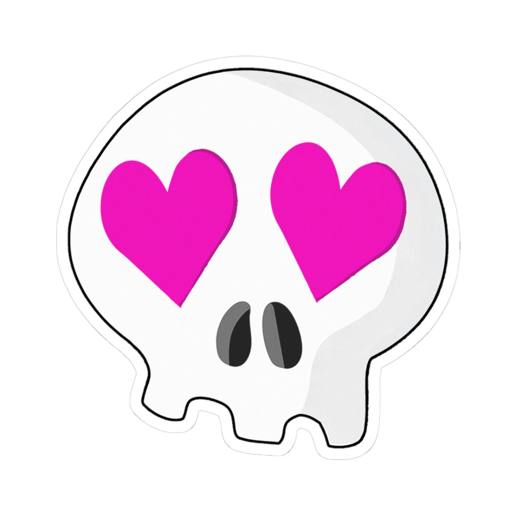 Heart-Eyes Skull Sticker (Pink)