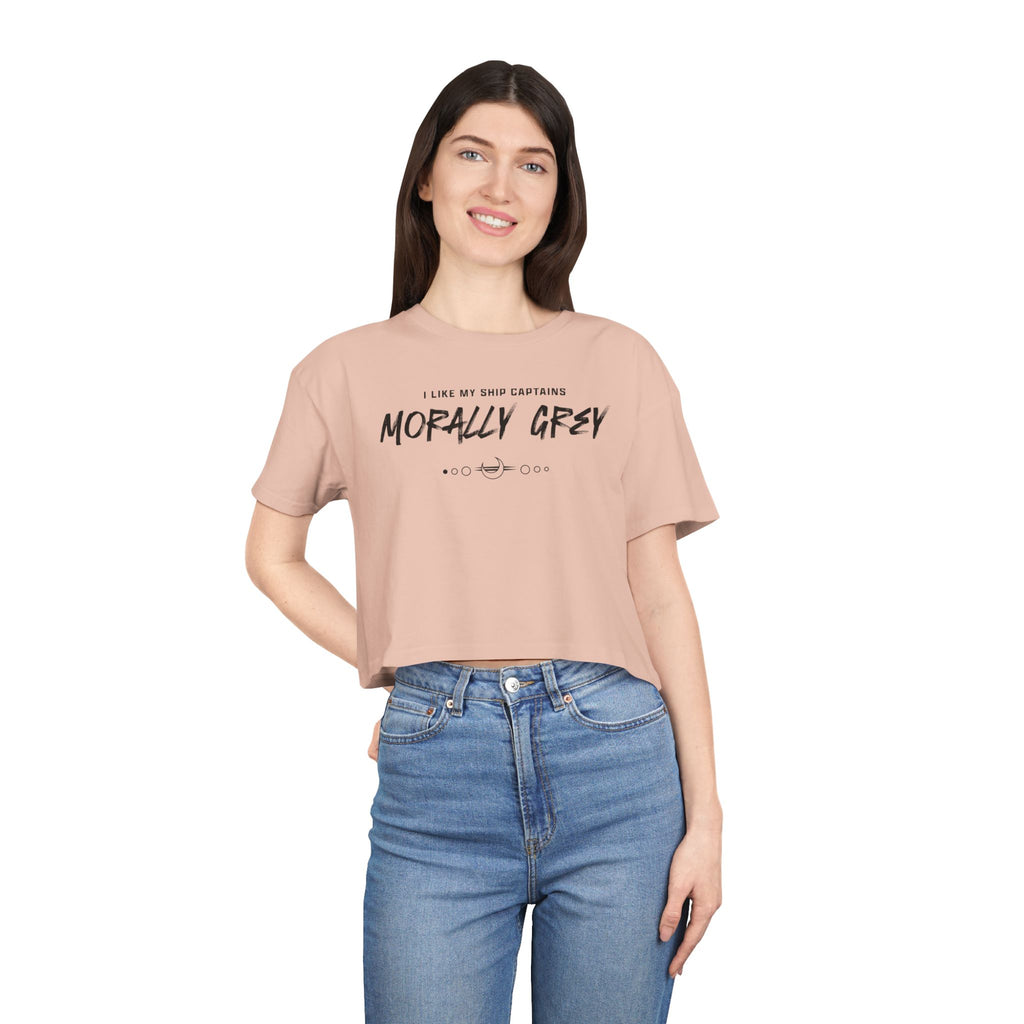 I Like My Ship Captains Morally Grey Crop Tee