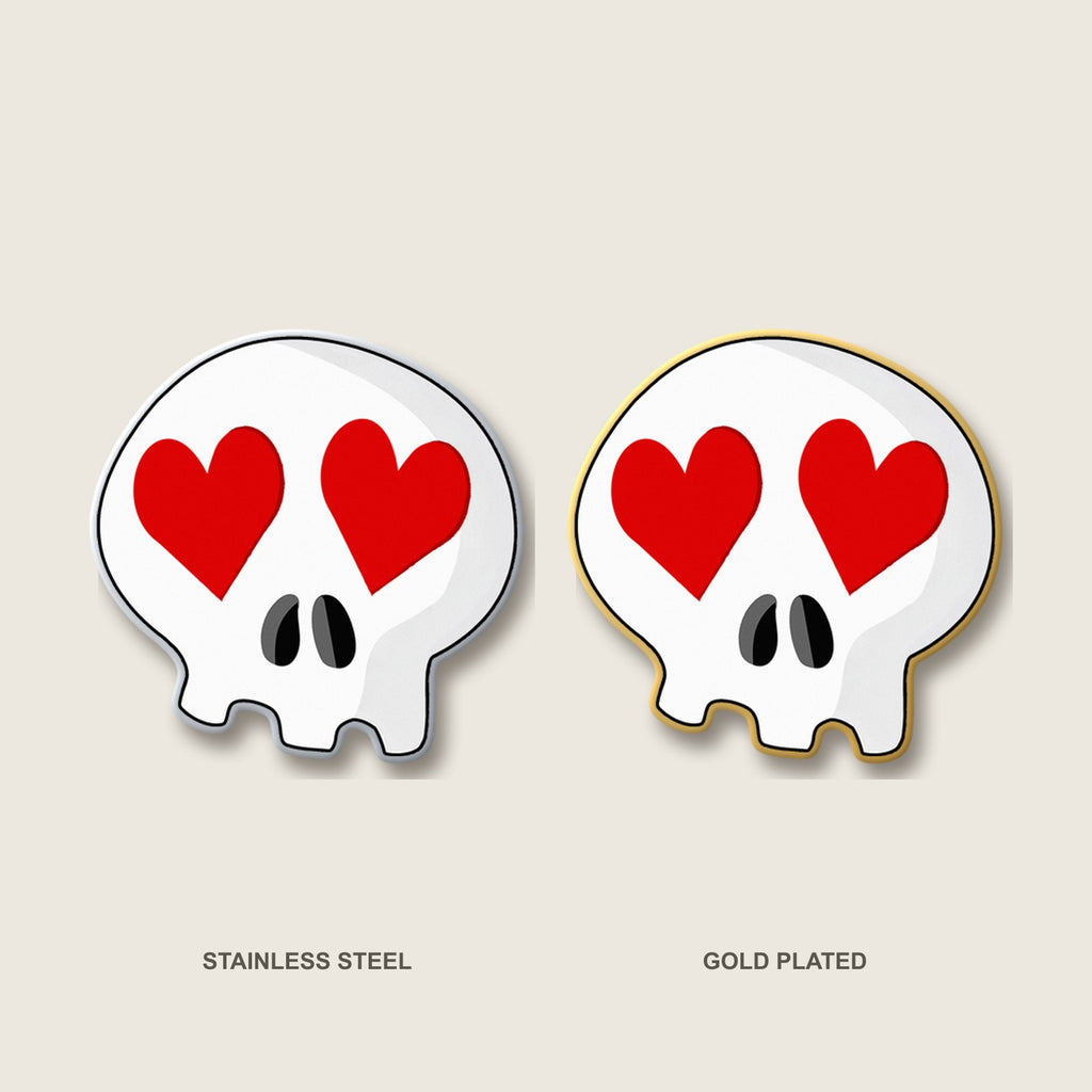 Heart-Eyes Skull Pin