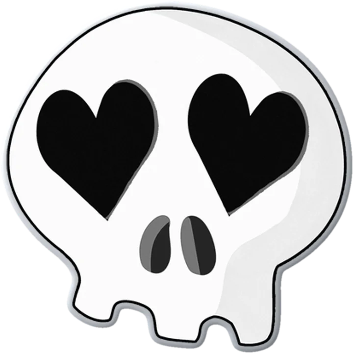 Heart-Eyes Skull Pin (Black)