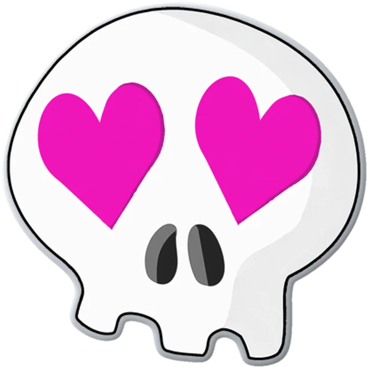 Heart-Eyes Skull Pin (Pink)